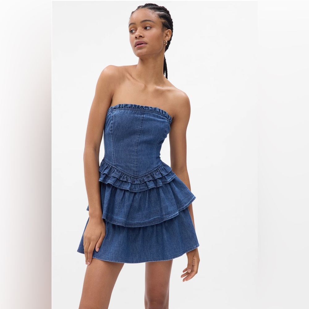 Loveshackfancy x Gap Denim Corset Mini Dress NWT